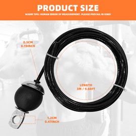 LJZP 2 Pack Fitness Pulley Cable 78 Inch, Adjustable Home Gym Cable Replacement, Heavy Duty Weight Cables for Pulley System Cable Machine Workout Equipment, Steel Wire Rope with Rubber Stopper Ball