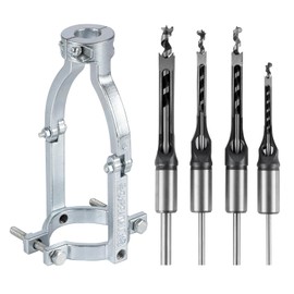 UwinVwin Square Hole Drill Bit Adapter with 4pcs Square Hole Drill Bit, Mortising Attachment for Drill Press, Mortise Machine, Power Tool Accessory for Drill Machines