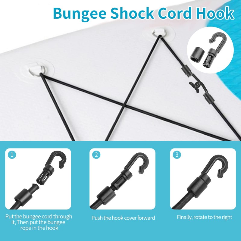 20 Pcs Bungee Shock Cord Hooks for 1/4 Inch Rope