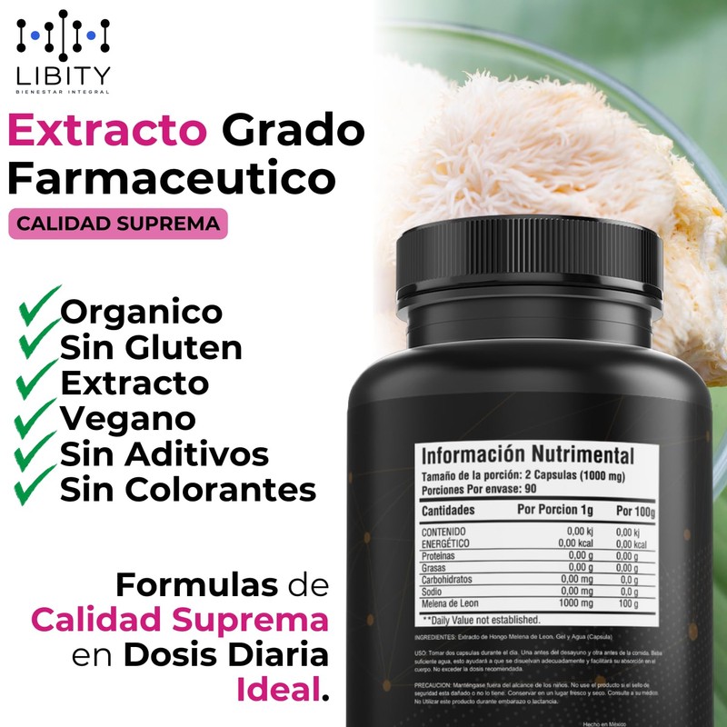 Melena de Leon Extracto 100% Puro (180 Capsulas de 500mg)