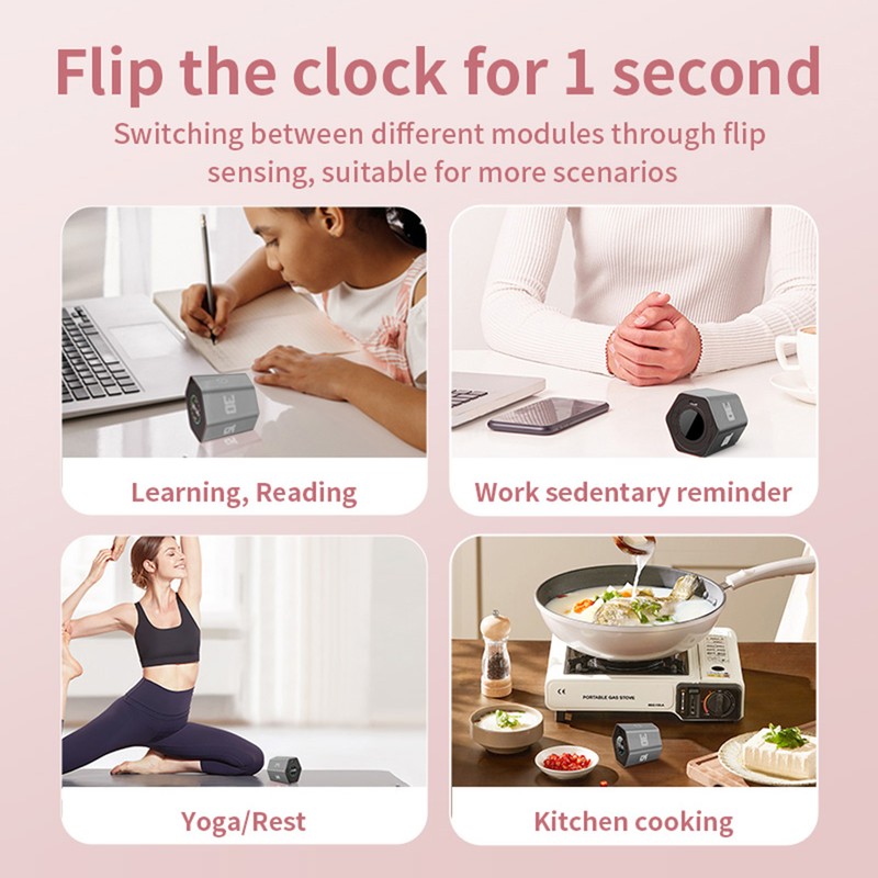 Portable Cube Timer Gravity Sensor Rotating Timer Count Up/Down Function