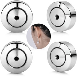 Earring Backs Replacements,4PCS Dics Earring Backs for Studs, Diamond Earrings, Push Pierced Stainless Steel Flat Earring Backers Replacement, Large Heavy Earring Support Backings