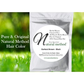Natural Method Hair Color -100% Natural & Chemical Free, Herbal Henna Hair Dye: (DARKEST BROWN-BLACK) 100 Gms/3.52 Oz