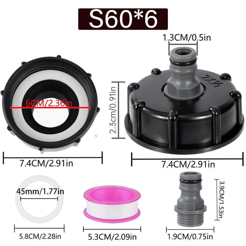 hufhnwso IBC Tank Connector, IBC Hose Connection Adapter, s60 x