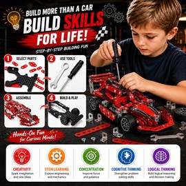 DIYBee Metal Model Car Kit, 287 Pcs STEM Building Toy