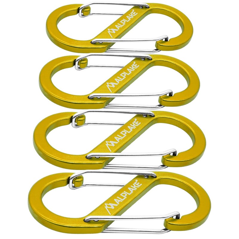 ALPLAKE ® - Pack of 4 Material Carabiners, Double Carabiner,