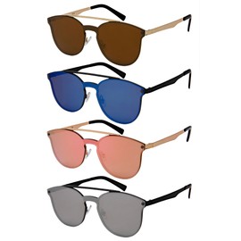 Edge I-Wear Sunglasses with Mini Brow Bar and Flat Mirrored Lenses 3124-FLREV (Matte Black, Blue Mirrored)
