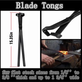 Yoursme Knife Making Tongs Set Blacksmith Bladesmith Tong Anvil Forge -Wolf Jaw & Flat & Blade & V-Bit Blade Tongs (4 Pcs)