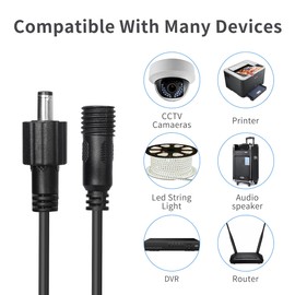 YACSEJAO DC Extension Cable IP65 Waterproof DC 5.5mmx2.1mm Male to Female Power Extension Cord Wiring for Landscape Lighting Garden Path Lights（3.3FT/1M）