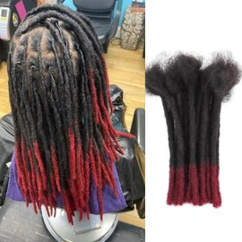 0.6cm Human Hair Dreadlock Extensions 8 Inch 50 Strands Ombre Loc Extensions Human Hair Dreads Extensions for Men Human Dread Extensions Color 1b/Bug
