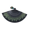 Folding Fan Black Bones Beautiful Peacock Pattern Antique Bamboo Hand