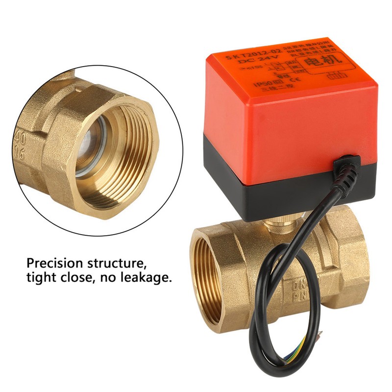DC 24V 2 Way 3 Wire Brass Motorized Ball Valve