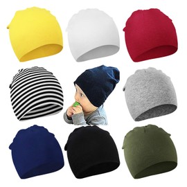 DRESHOW BQUBO 8 Pack Unisex Baby Beanie Sombreros Infant Toddler Kid Sombreros Baby Soft Cute Knit Cap Nursery Beanie