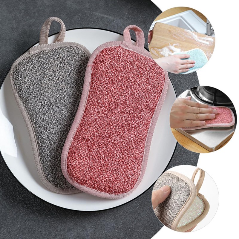 Baluue 4sets Reusable Dish Sponges Kitchen Cleaning Sponge Set Non