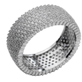 HarlemBling Real Solid 925 Silver - His Or Hers Micropave Ring - Wedding Band Or Pinky Ring Looks Nice On Anyone - Iced Out Eternity Hip Hop Band (7)