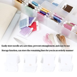 400 Pieces Plastic Thread Bobbins Embroidery Thread Bobbins Cross Stitch Bobbins Thread Cards with 2 Bobbin Winders for Cross Stitch