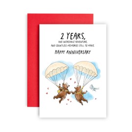 Huxters 2nd Anniversary Card for Husband or Wife 2 years of incredible Advenure and more to come Bears Wedding Anniversary Love - 14.8cm (2 years)