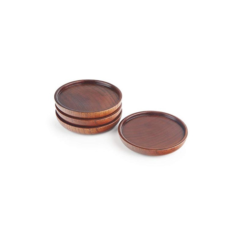 Final Touch Solid Wood Drink Coasters, Set of 4 Round