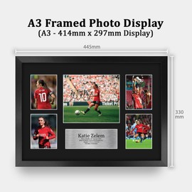 HWC Trading FR A3 Katie Zelem Gedruckte Memorabilien Signiertes Autogramm Fotodisplay für Frauenfußball Anhänger und Fans - A3 Gerahmt