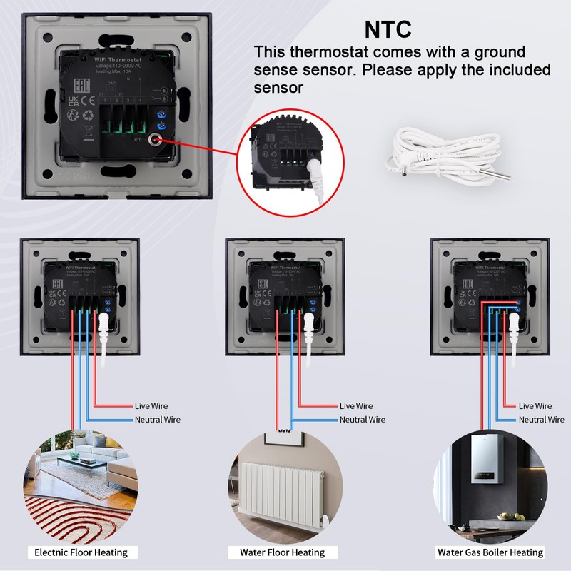 JIMEIDA Smart Thermostat Heating White Floor Heating Chamber with Alexa