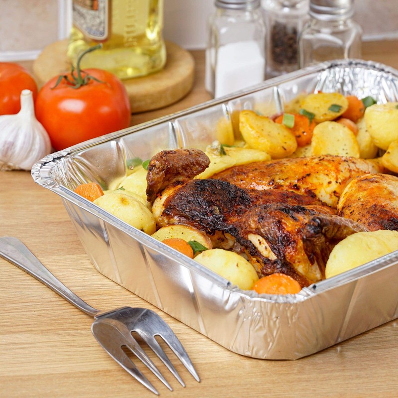 Pack of 10, Extra Deep Rectangular Disposable Aluminum Container Pans