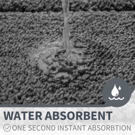 GRANNY SAYS Bathroom Mat, 16" x 24" Dark Grey Bath Mats for Bathroom Non Slip, Super Soft Bathmat, Bath Matts for Floor, Washroom Absorbent Bath Mat, Tapis de Bain, Microfiber Bathroom Floor Mats