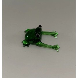 Miniature Tiny Lampwork Flame Hand Blown Glass Green Frog Toad New