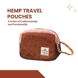 TruHemp Himalayan Hemp Toiletry Kit, Brown – Durable Travel Organizer Pouch, Compact Water-Resistant Wash Bag