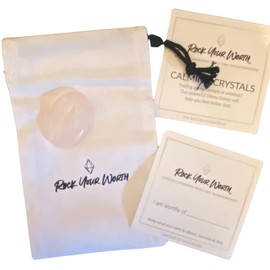 Rock Your Worth, Calming Rose Quartz Crystal, Stocking Stuffer, Small Gift of Encouragement, Christmas Gift