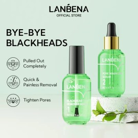 LANBENA Blackhead Remover Serum 2-Step Set – Pore Shrinking Peeling Mask + Acne Treatment Essence, Skincare for Clear & Smooth Skin
