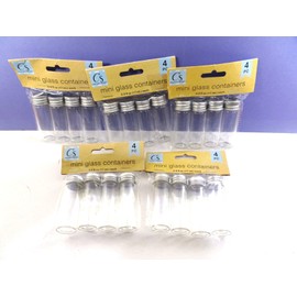 Crafter's Square 4 MINI GLASS CONTAINERS w/Silver Tone Metal Lids 6 fl oz NEW