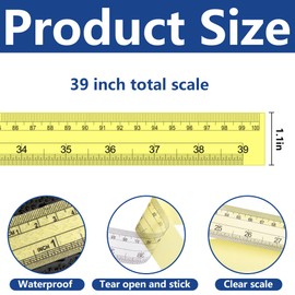 12 Pcs Transparent Fish Rulers Stickers- 39" Self Adhesive Fish Measuring Tape- Waterproof Double Scale Decal Tape Measure for Fishing, Boat, Kayak, Net