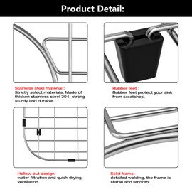 2Pack 304 Stainless Steel Sink Protector for Double Kitchen Sink Rear Drain,(13"x16"& 11.26"x14.5") Metal Sink Grid SinkGrate Sink Rack for Bottom of KitchenSink w/SinkStrainers Rubber feet