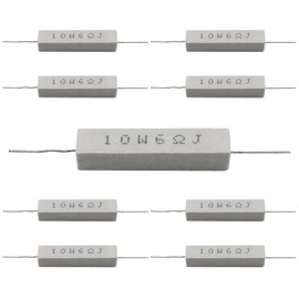 White Wound 10w 6 Ohm 5% Axial Lead Wire Fixed Ceramic Cement Resistors - 10 PCS, Wirewound, Power Resistors with Flame, Heat & Moisture Resistance