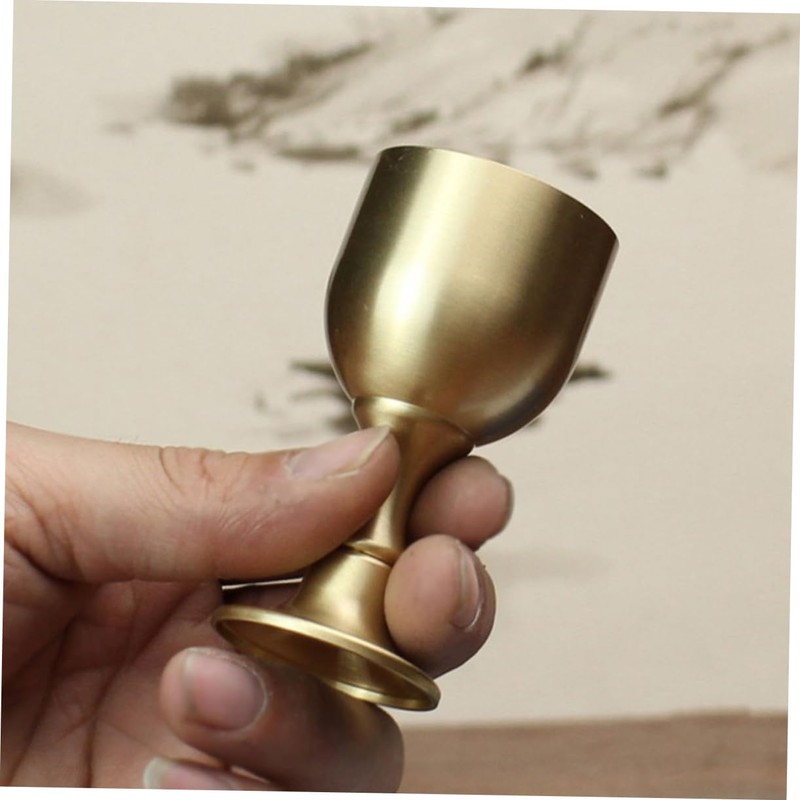 Ciieeo 3sets Antique Copper Alloy Wine Cups Delicate Holy Offering