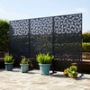 Glitzhome Metal Privacy Screen, 6FT Outdoor Privacy Screen Panel Freestanding,