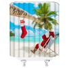 ABONAN Funny Santa Claus Beach Shower Curtain Humor Santa Palm