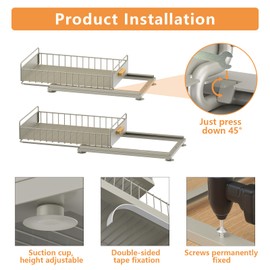 HOMEAILIE Under Sink Organizer, 2 Packs Under Sink Organizers and Storage, Slide Out Pull Out Cabinet Organizer Shelf with Metal Drawers for Kitchen Bathroom Pantry, Gray