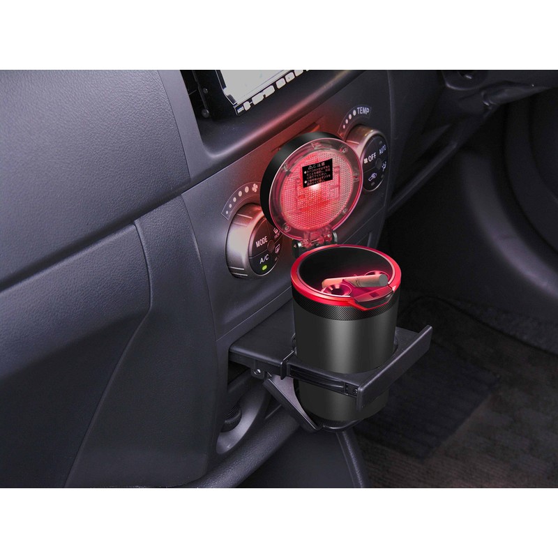星光産業(EXEA) 車内用品 灰皿 (エクセア) ソーラーリングアッシュ ブラック ED-183 ドリンクホルダー型 LED付き