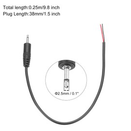 QUARKZMAN 2.5 mm Male Plug to Bare Cable Open End Replacement TRS 2 Pole Stereo Mono Audio Cable Connector for Earphones Headphones Cable Repair, 0.25 m