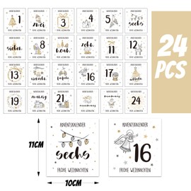 BOFUNX 24 Stück Weihnachten Flaschenetikett 1-24 Zahlen Aufkleber Weinetiketten Adventskalender Weinflaschen Aufkleber Selbstklebend für Weihnachts Party Dekorationen