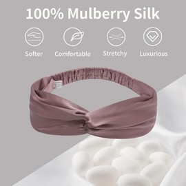 ZLYC Mulberry Silk Headband Elastic Twist Knotted Head Bands for Women's Hair, Solid Batik Pink