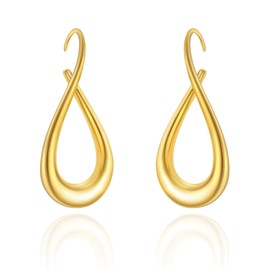 Gold Spiral Teardrop Earrings for Women-14K Gold Plated Dangle Earrings for Women Lightweight Hypoallergenic Gold Statement Earrings Big Hoop Earrings for Women Trendy
