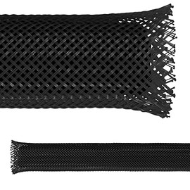 3/4" PET Expandable Braided Sleeving - Black - 100 Feet