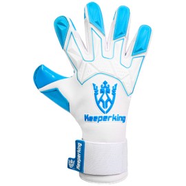 Keeperking GladiatorKing Negative Cut Professional Men's Goalkeeper Gloves with Professional Extreme Grip 4 mm (8, G-White-Aqua)