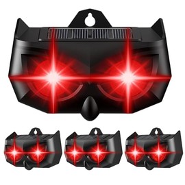 2025 Solar Nocturnal Animal Repeller,4 Pack Racoon Repellent Outdoor,Waterproof Deer Repellent Device,Wall-Mounted Red Flashing Light, Skunk Fox Coyote Deterrent for Chicken Coop Garden Yard