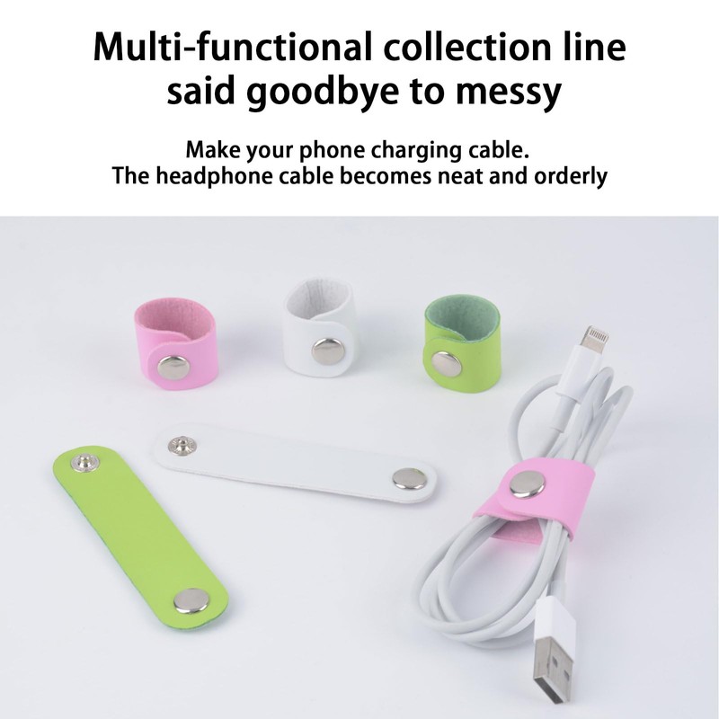 SSKHE 6 PCS Cable Organisers, Leather Cable Straps Cable Ties