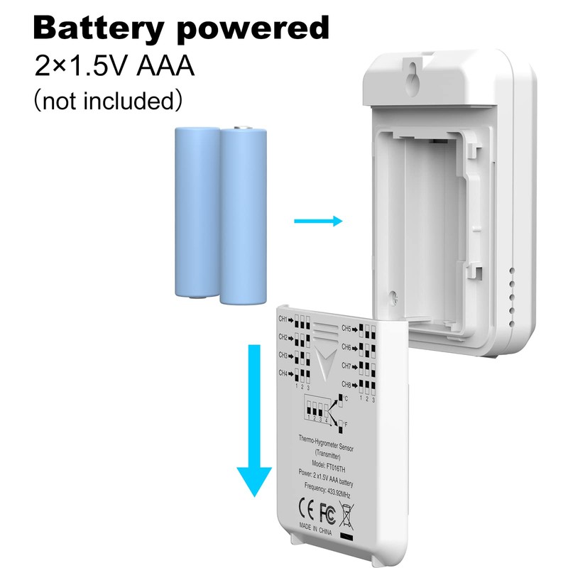 CURCONSA Indoor & Outdoor Temperature and Humidity Sensor, FT016TH Wireless