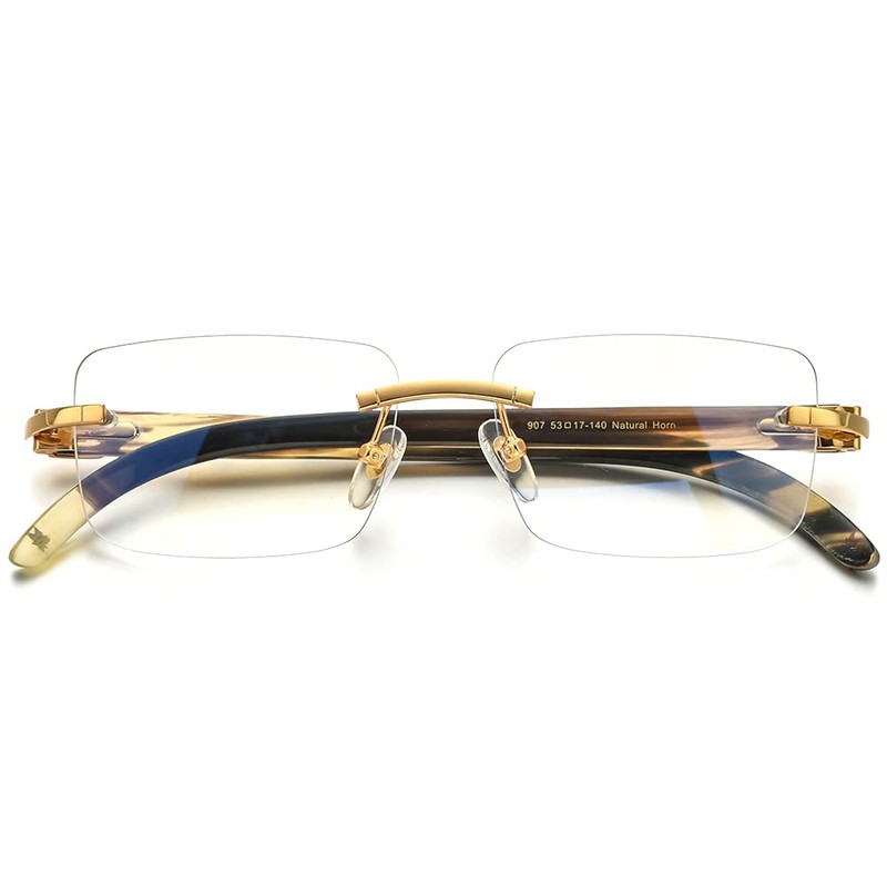 HEPIDEM 100% Really Buffalo Horn Handmade Glasses Square Rimless Luxury