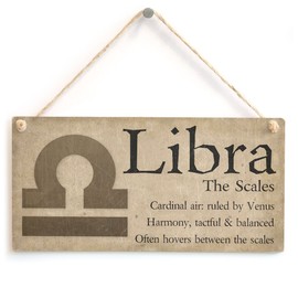 Meijiafei Libra The Scales - Beautiful Spiritual Gift Astrology Sign of The Zodiac Plaque 10" X 5"